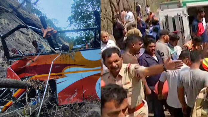 मुंबई-पुणे हाईवे पर बस खाई में पलटी, 12 यात्रियों की मौत